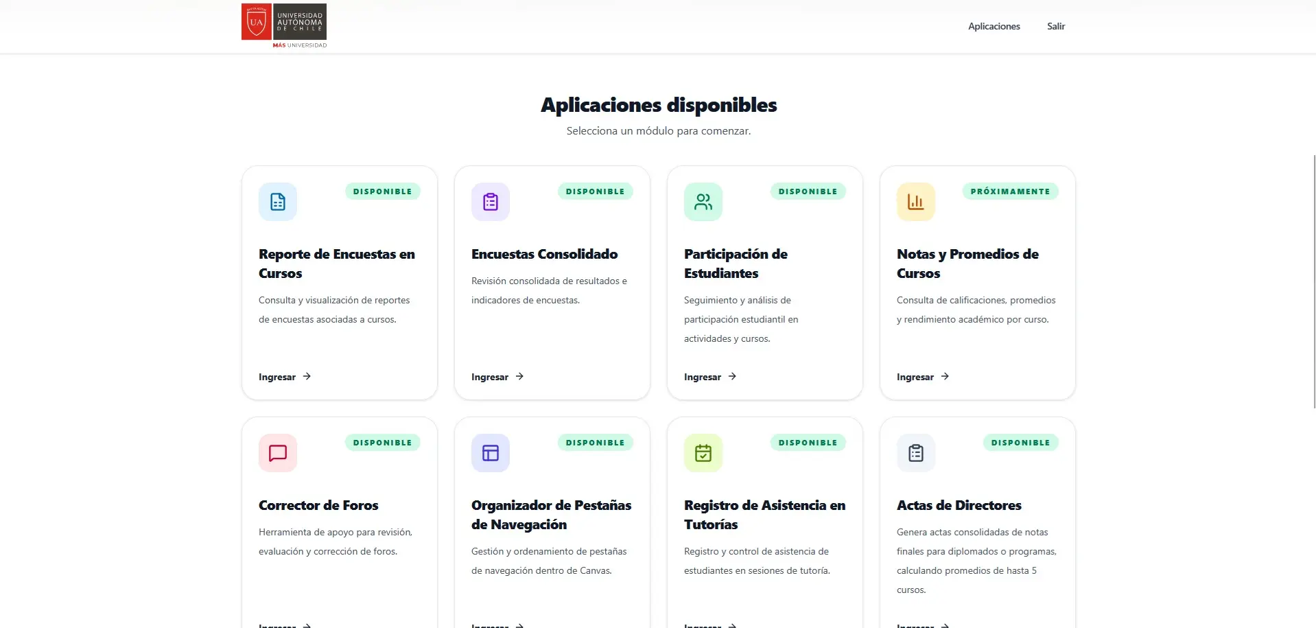 Portal Aplicaciones Canvas-UA